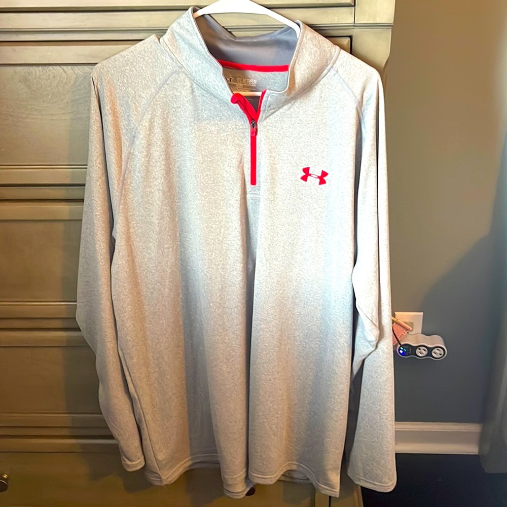 Under Armour Light Gray Quarter-Zip Pullover with Pink Accents